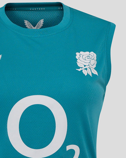 Women’s England Rugby 25/26 Performance Sleeveless T-Shirt – Storm Blue