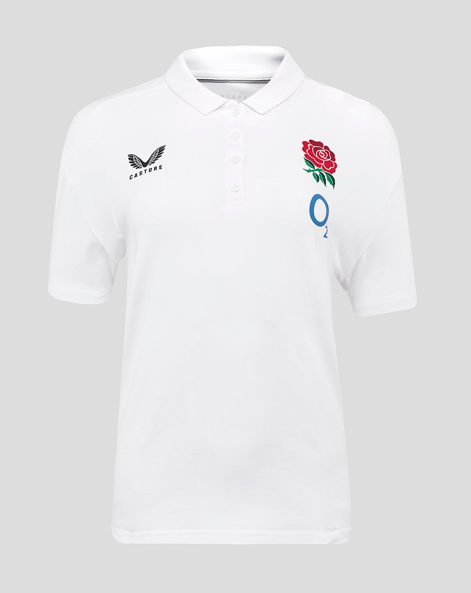 Women's England Rugby 25/26 Travel Short Sleeve Polo Brilliant White