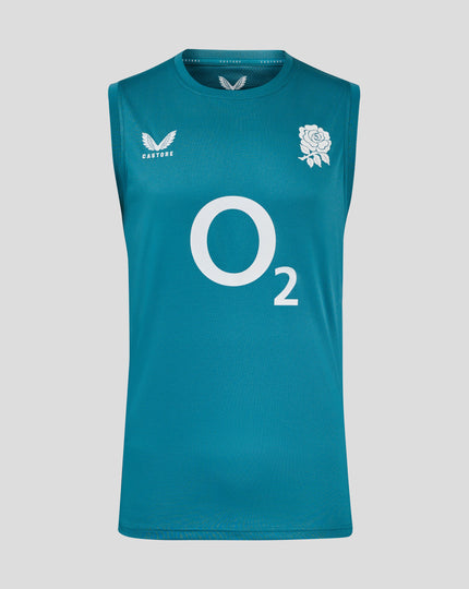 Men’s England Rugby 25/26 Performance Sleeveless T-Shirt – Storm Blue