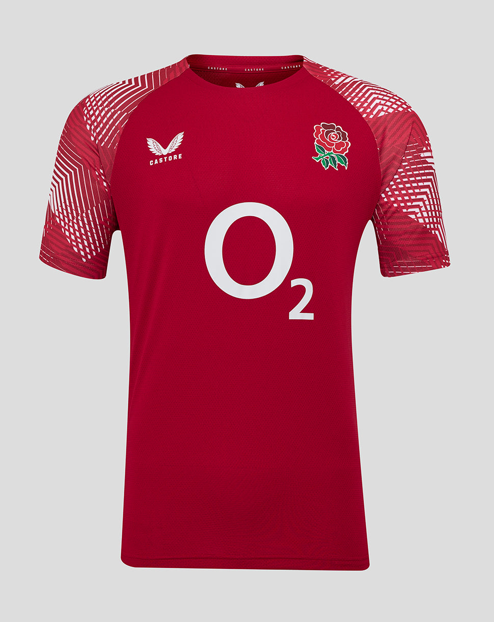 Men’s England Rugby 25/26 Pre Match Short Sleeve T-Shirt – Jester Red