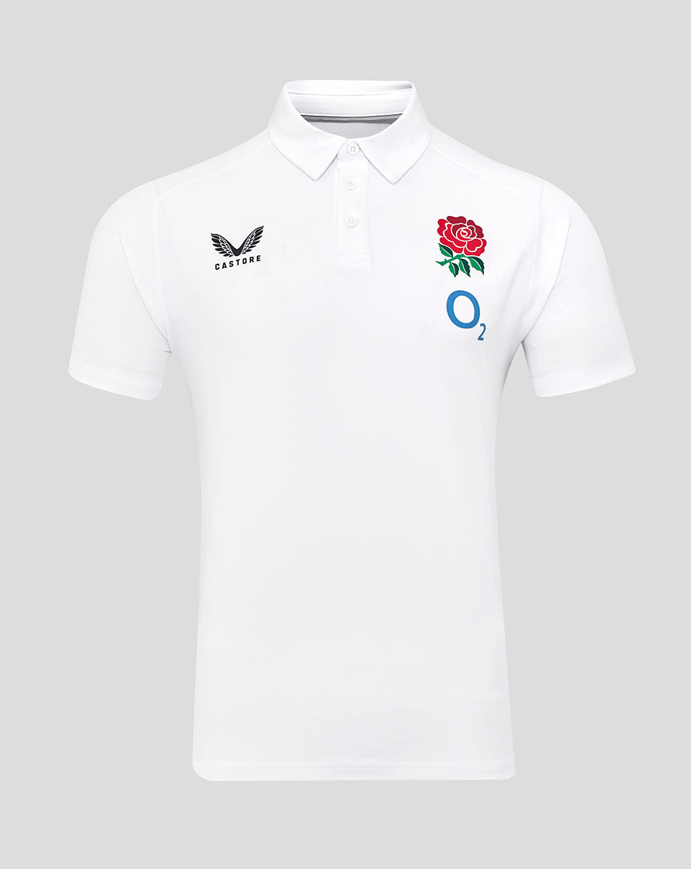 Men's England Rugby 25/26 Travel Short Sleeve Polo - Brilliant White