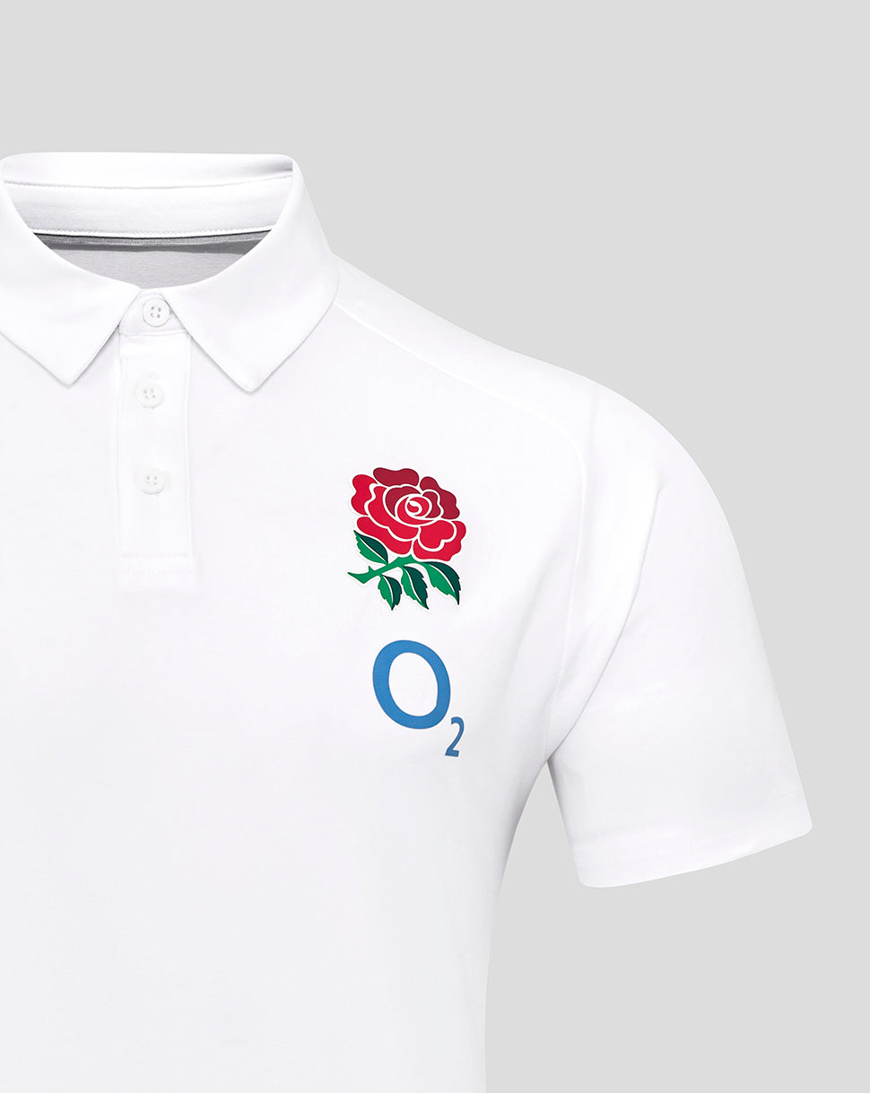 Men's England Rugby 25/26 Travel Short Sleeve Polo - Brilliant White