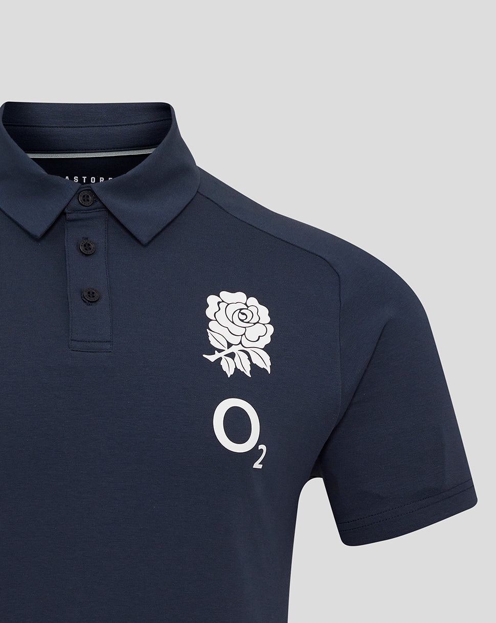 Men's England Rugby 25/26 Travel Short Sleeve Polo - Inkwell