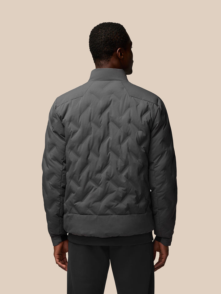 Back view of Charcoal Quilts Lifestyle Jacket showing quilted pattern and clean silhouette