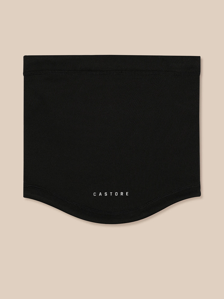 Black core snood made from polyester with Castore branding and a drawstring detail at the opening.