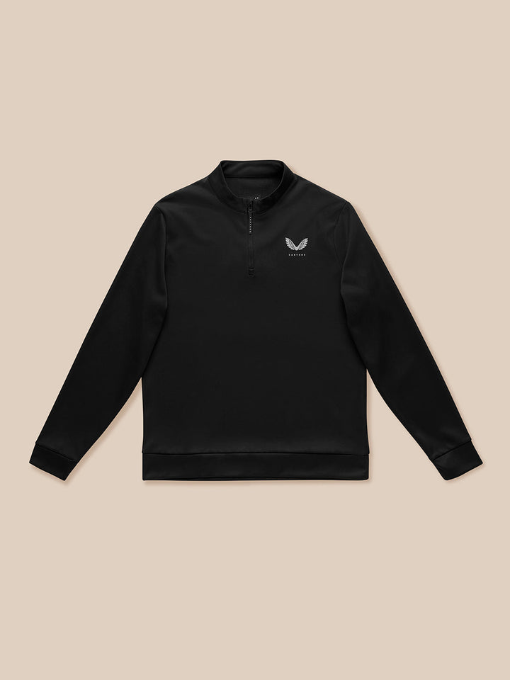 Black Golf Club Classic quarter zip top with stand collar and Castore logo on the chest.