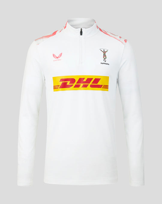 White Harlequins 2026/27 Matchday Quarter Zip with crest Castore logo and DHL sponsor.