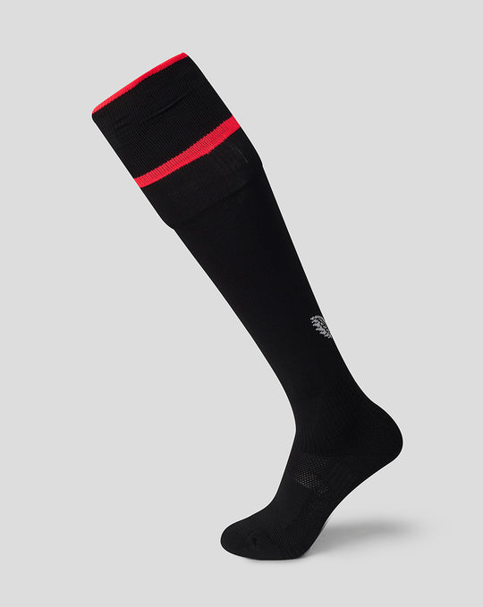 Harlequins Big Game 18 sock in black with a red top stripe and small white crest on the leg