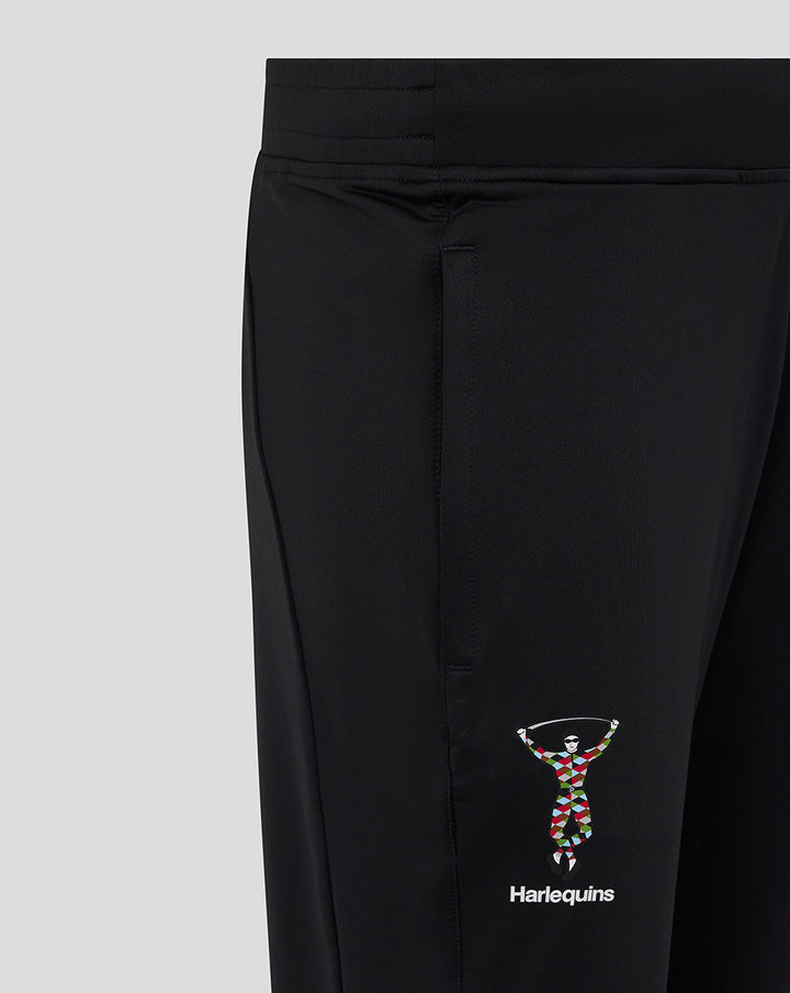 Harlequins crest printed on the leg of the black training pants