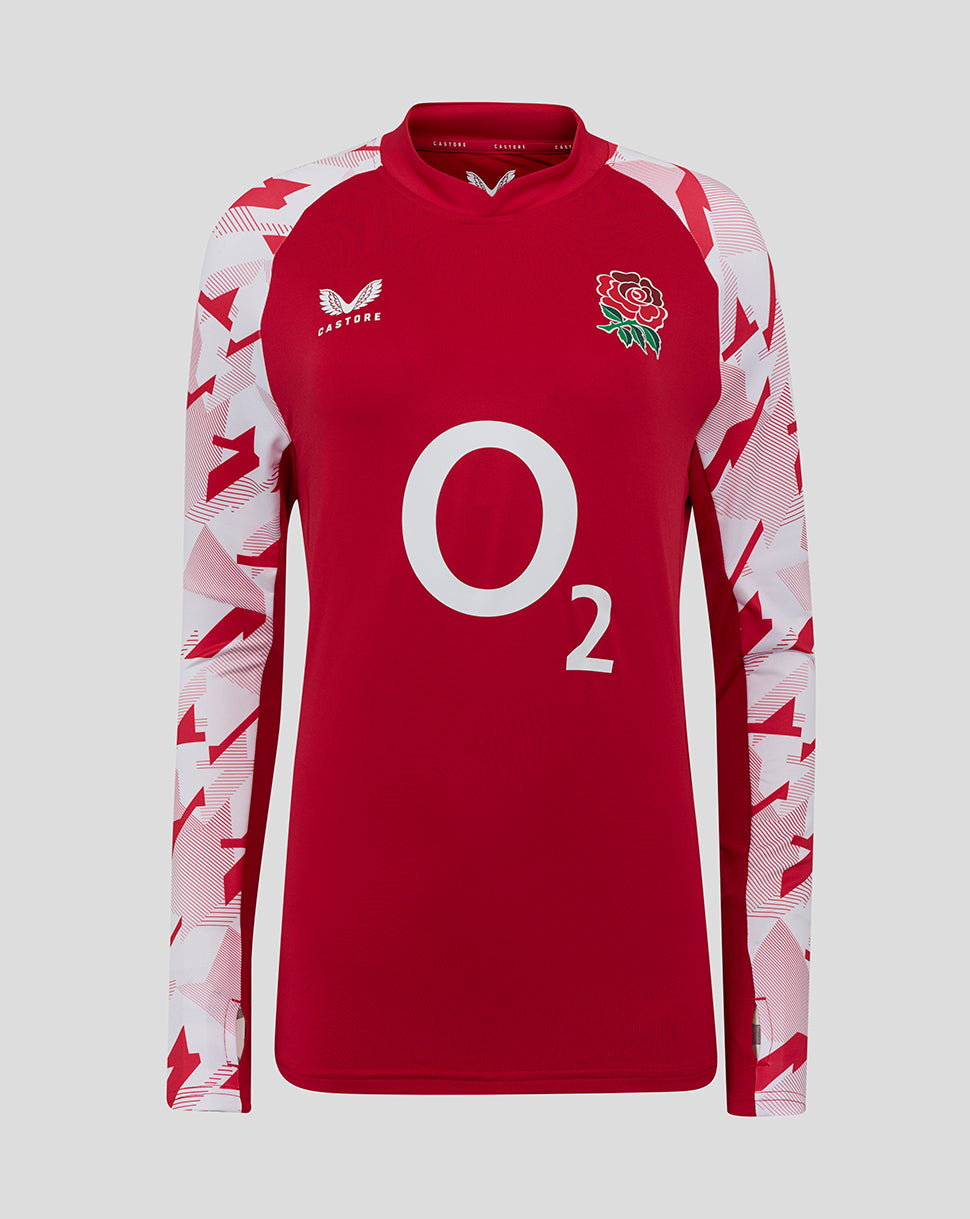 England Rugby Red Roses Pre Match Long Sleeve Drill Top O2 – Women's Fit