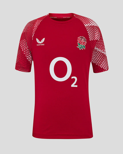 Junior England Rugby 25/26 Pre Match Short Sleeve T-Shirt - Jester Red