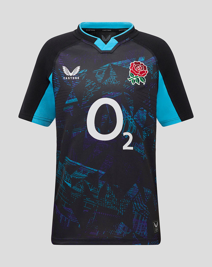 England Rugby 25/26 Alternate Pro Shirt Retail Junior - Caviar/Swim Cap