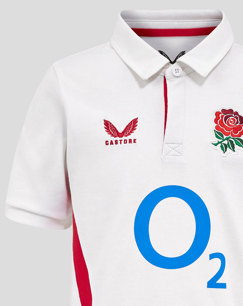 Junior England Rugby 25/26 Home Classic Short Sleeve Shirt - Brilliant White