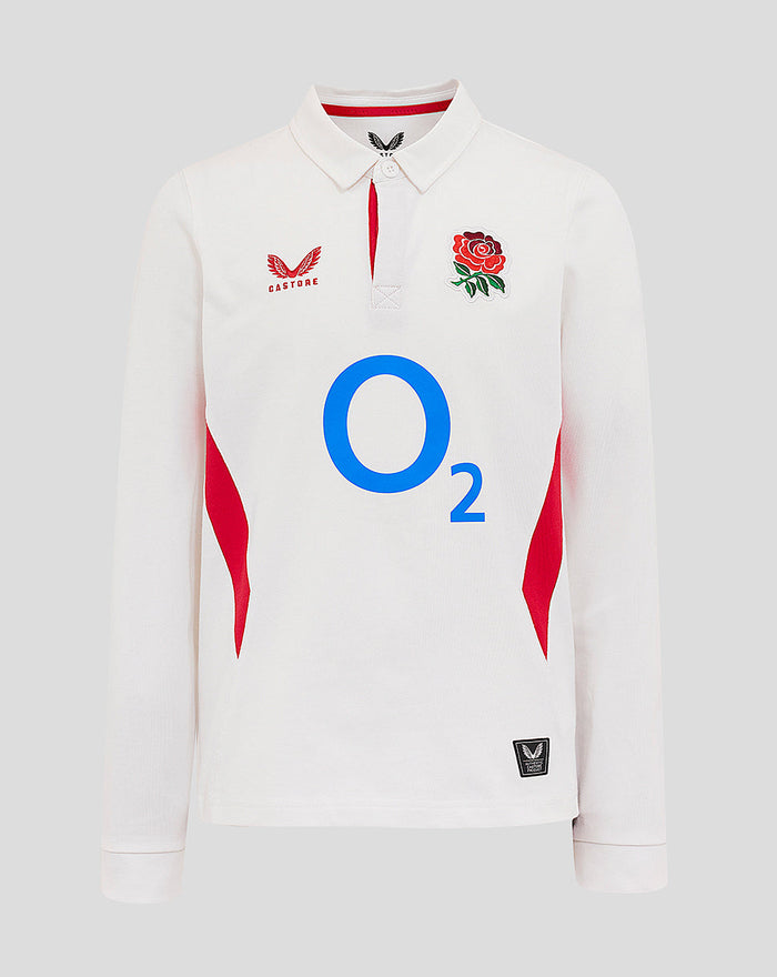 Junior England Rugby 25/26 Home Classic Long Sleeve Shirt - Brilliant White