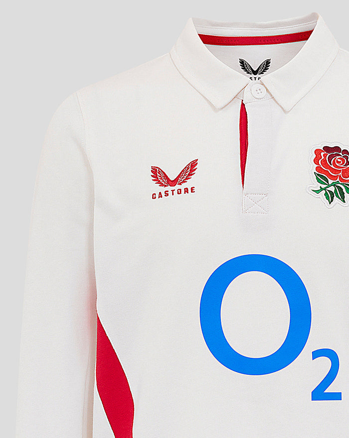 Junior England Rugby 25/26 Home Classic Long Sleeve Shirt - Brilliant White