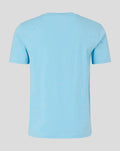 Back view of sky blue men's presentation tee.