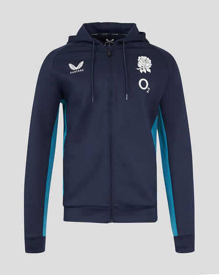 Men’s England Rugby 25/26 Performance Full Zip Long Sleeve Hoodie – Inkwell