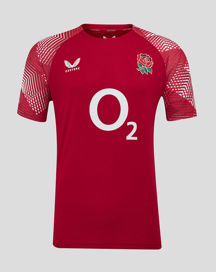 Men’s England Rugby 25/26 Pre Match Short Sleeve T-Shirt – Jester Red