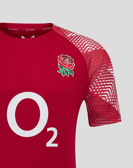 Men’s England Rugby 25/26 Pre Match Short Sleeve T-Shirt – Jester Red