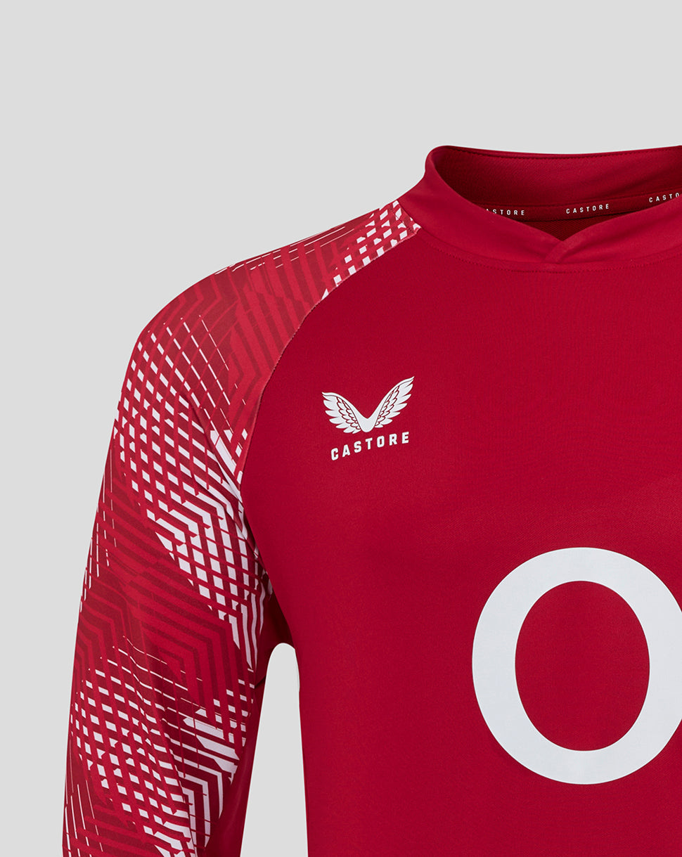 England Rugby Men's Pre Match Long Sleeve Drill Top O2 – Jester Red