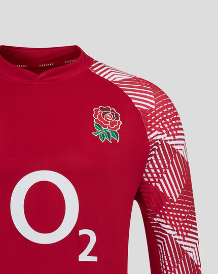 England Rugby Men's Pre Match Long Sleeve Drill Top O2 – Jester Red