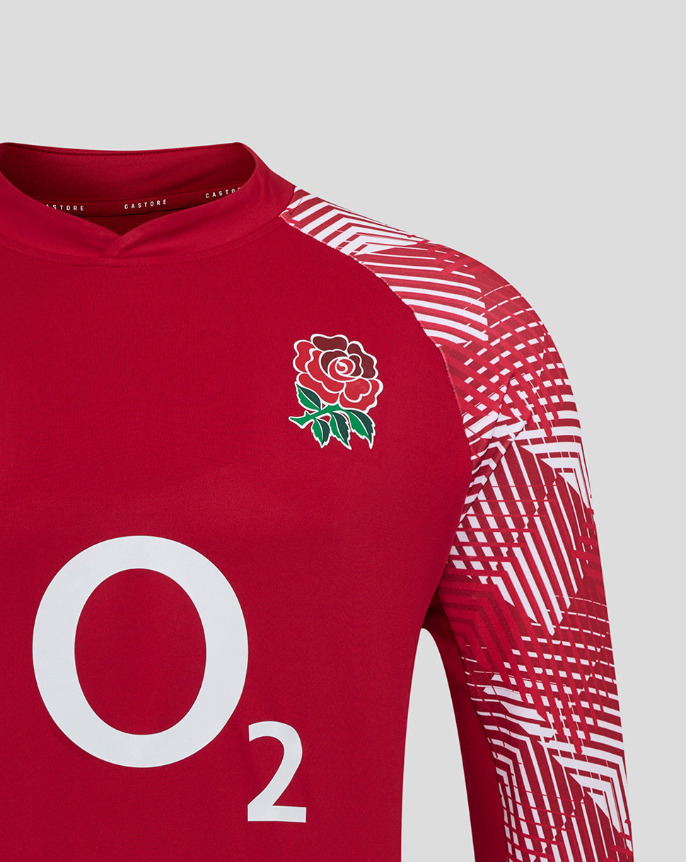 England Rugby Men's Pre Match Long Sleeve Drill Top O2 – Jester Red
