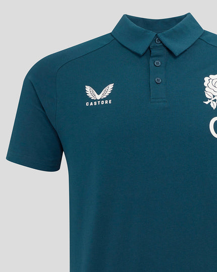 Women's England Rugby 25/26 Travel Short Sleeve Polo - Reflecting Pond