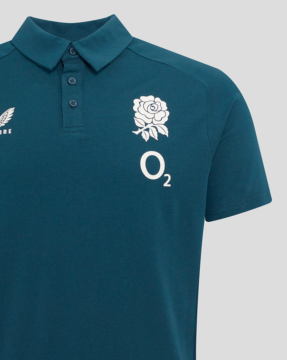 Women's England Rugby 25/26 Travel Short Sleeve Polo - Reflecting Pond