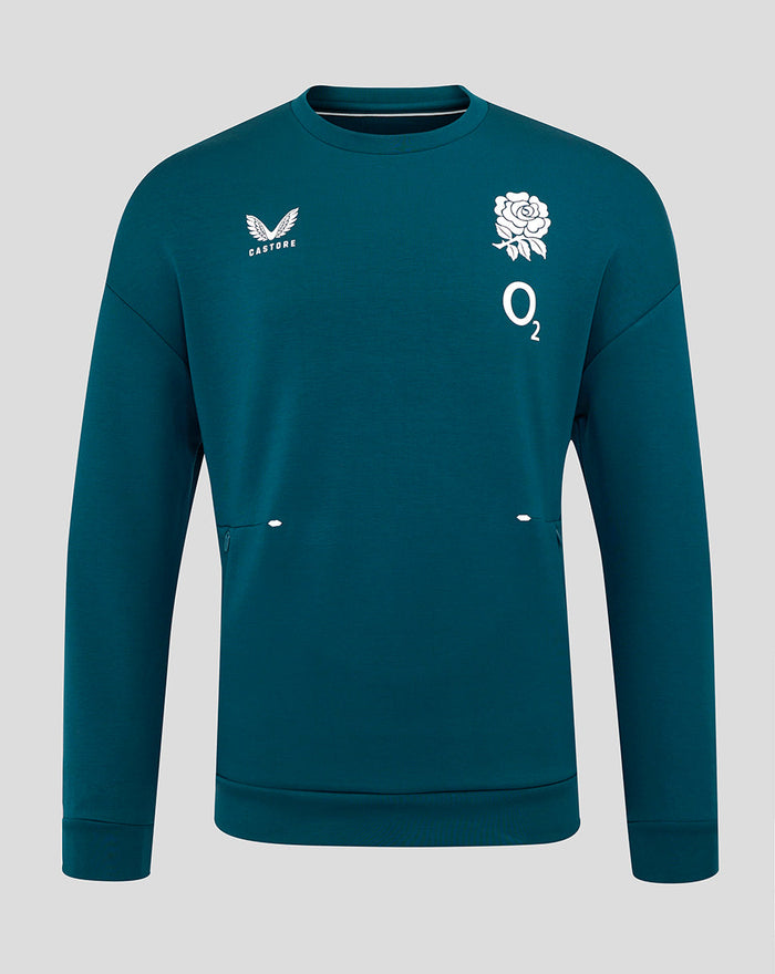 Men's England Rugby 25/26 Travel Crew Sweatshirt - Reflecting Pond