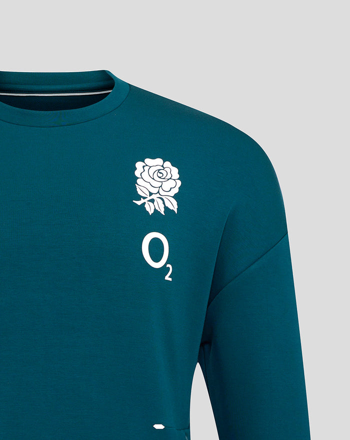 Men's England Rugby 25/26 Travel Crew Sweatshirt - Reflecting Pond