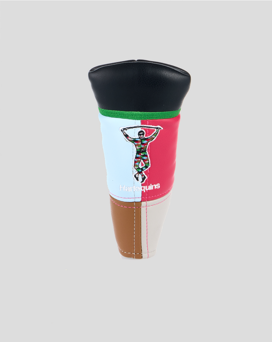 Harlequins CADDI 2.0 blade head cover in a multicolor stitched panel design with the Harlequins logo